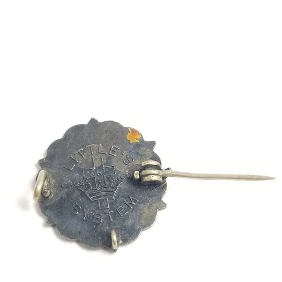 Vintage Enamel Methodist Pin, Blue Red White, Littles System Brooch, Tarnished - Picture 3 of 5